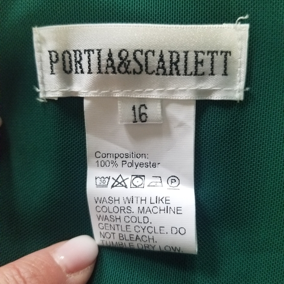 PORTIA & SCARLETT Elegant Satin Evening Gown Emerald Green Size 16 - Picture 11 of 14
